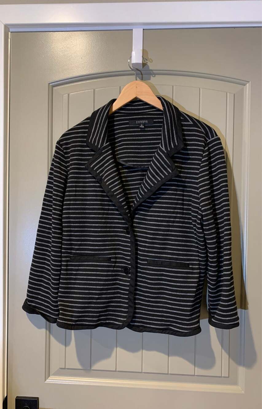 SANDRO STUDIO Striped Knit Blazer